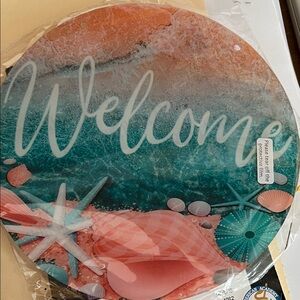Welcome Beach Themed Round Sign